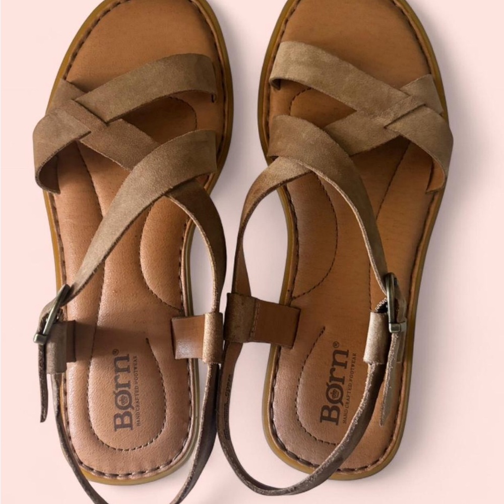 Born Tan Leather Strappy Sandals